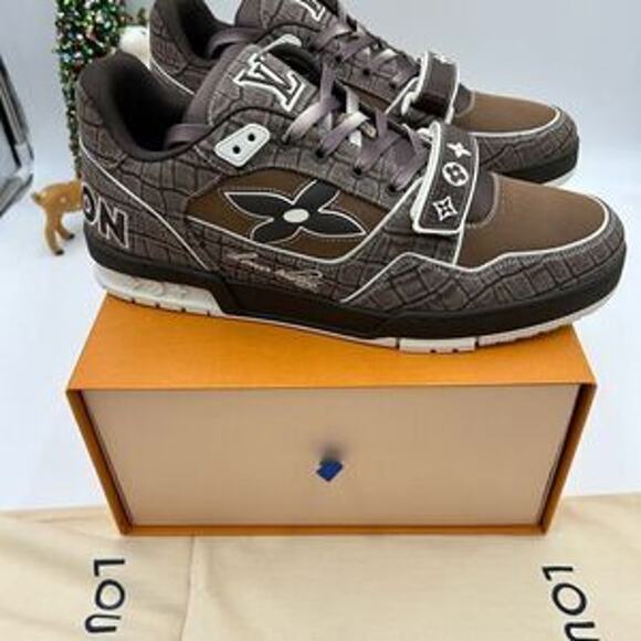 Men’s Louis Vuitton trainer sneakers mocha crocodile print size 11 fits US 13 - Picture 7 of 11
